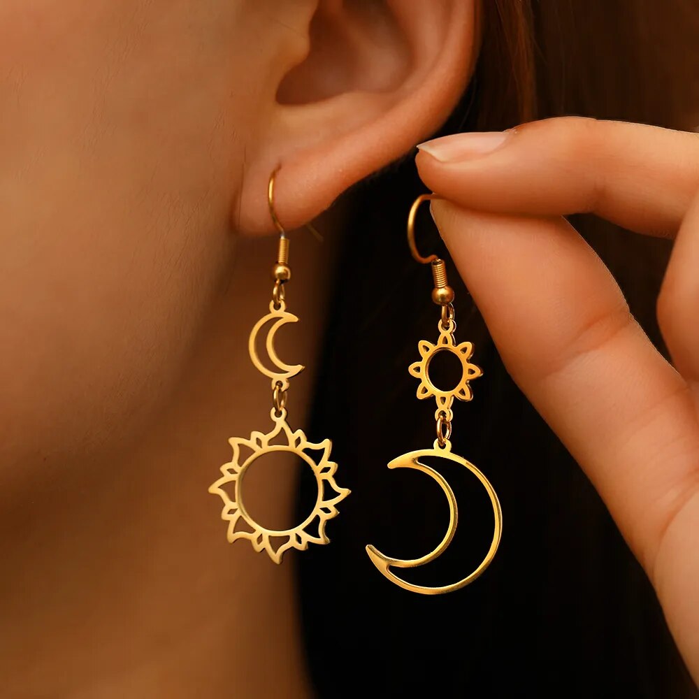 The Golden Sunlit Moon Earrings